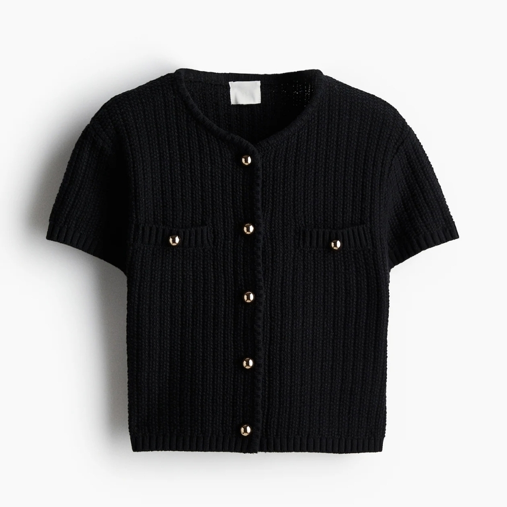 H&M knitted Structured-knit Cardigan